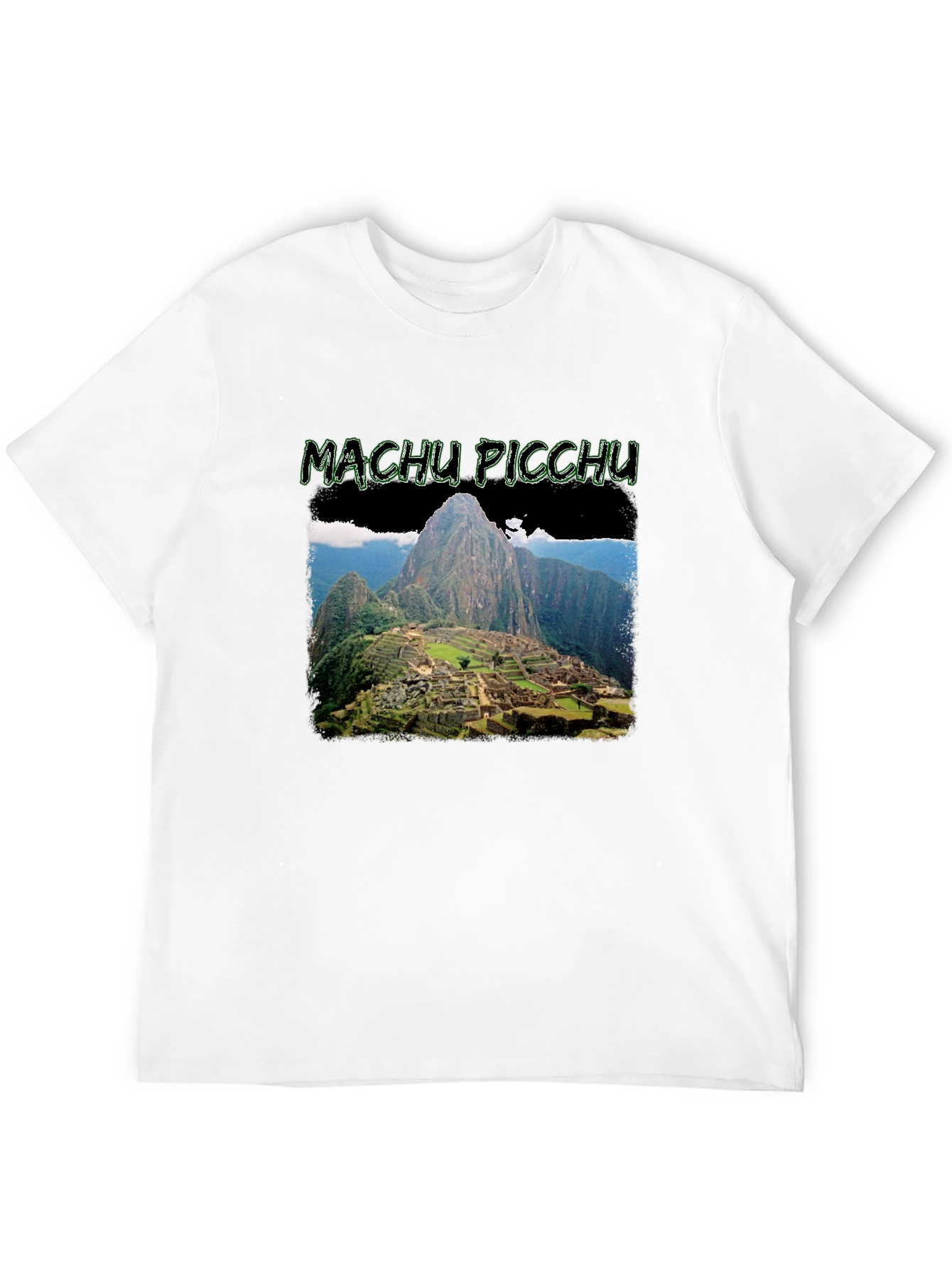 Machu Picchu Graphic Print Black T-Shirt