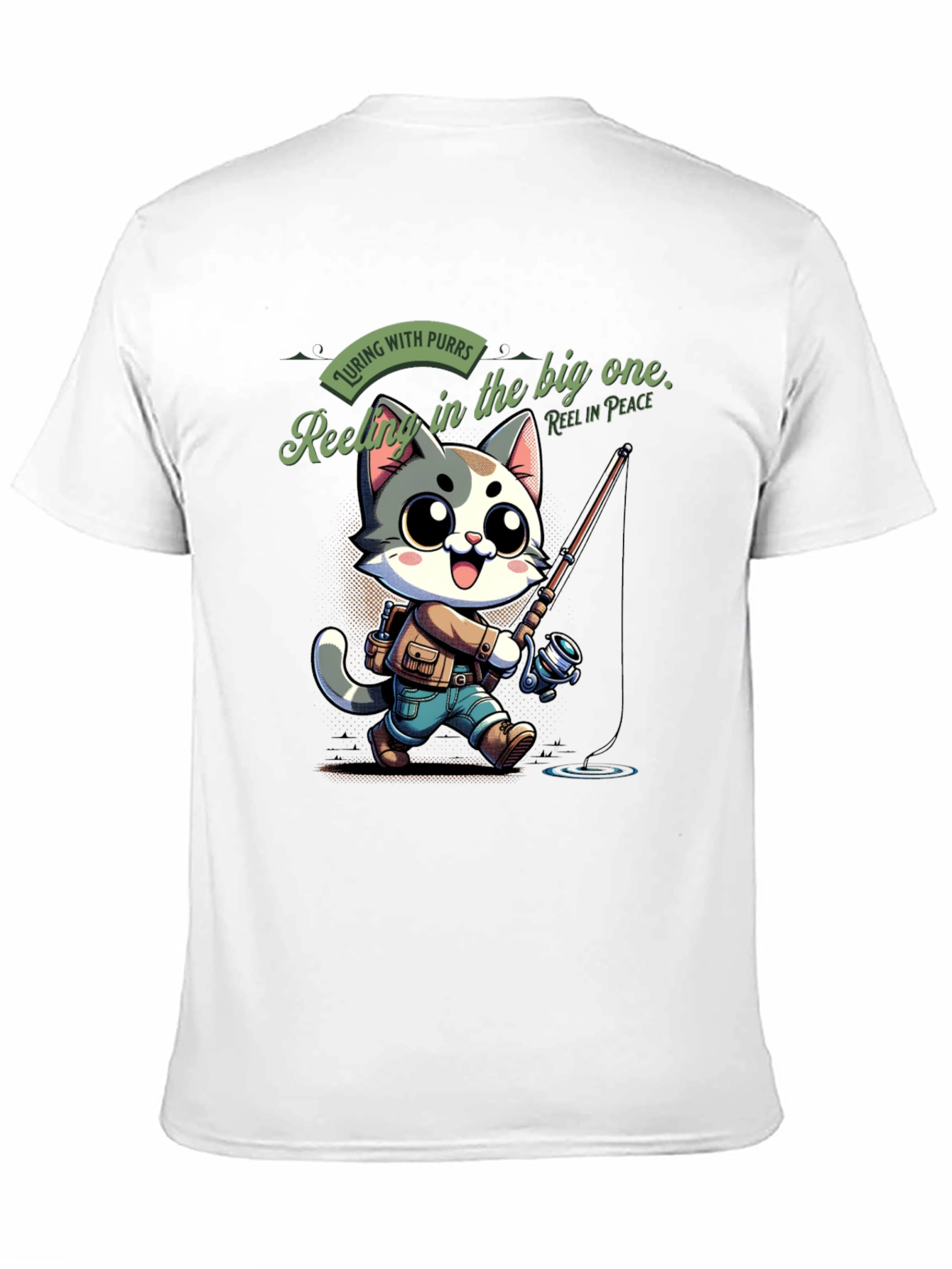 Fishing Cat Cartoon T-Shirt