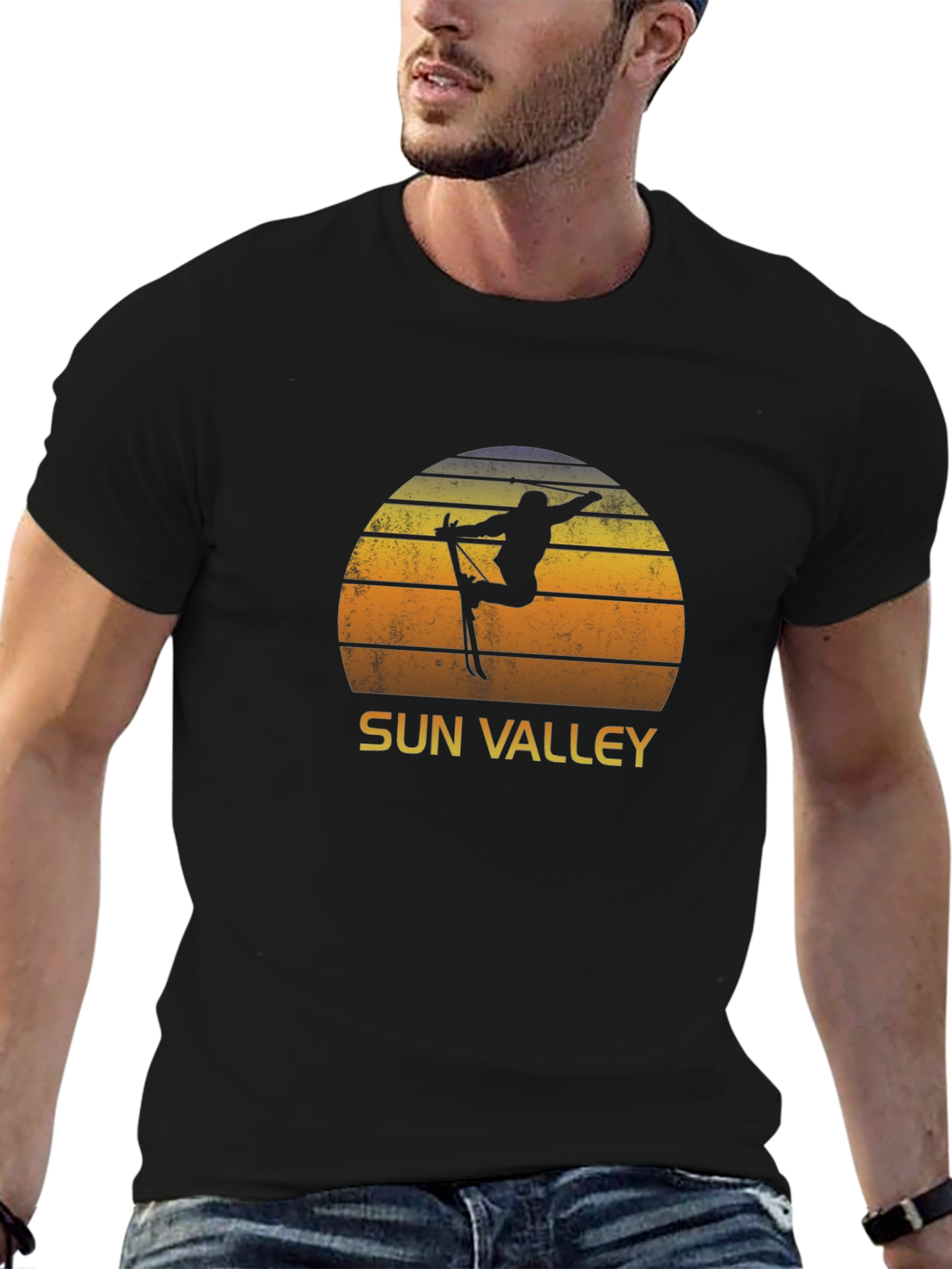 Sun Valley Skier Retro Graphic Tee - Black