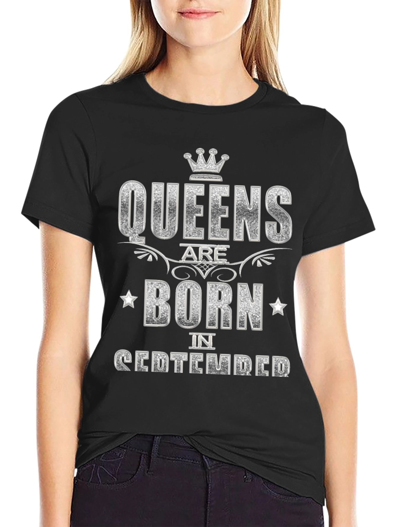 Queens Born in September Black T-Shirt