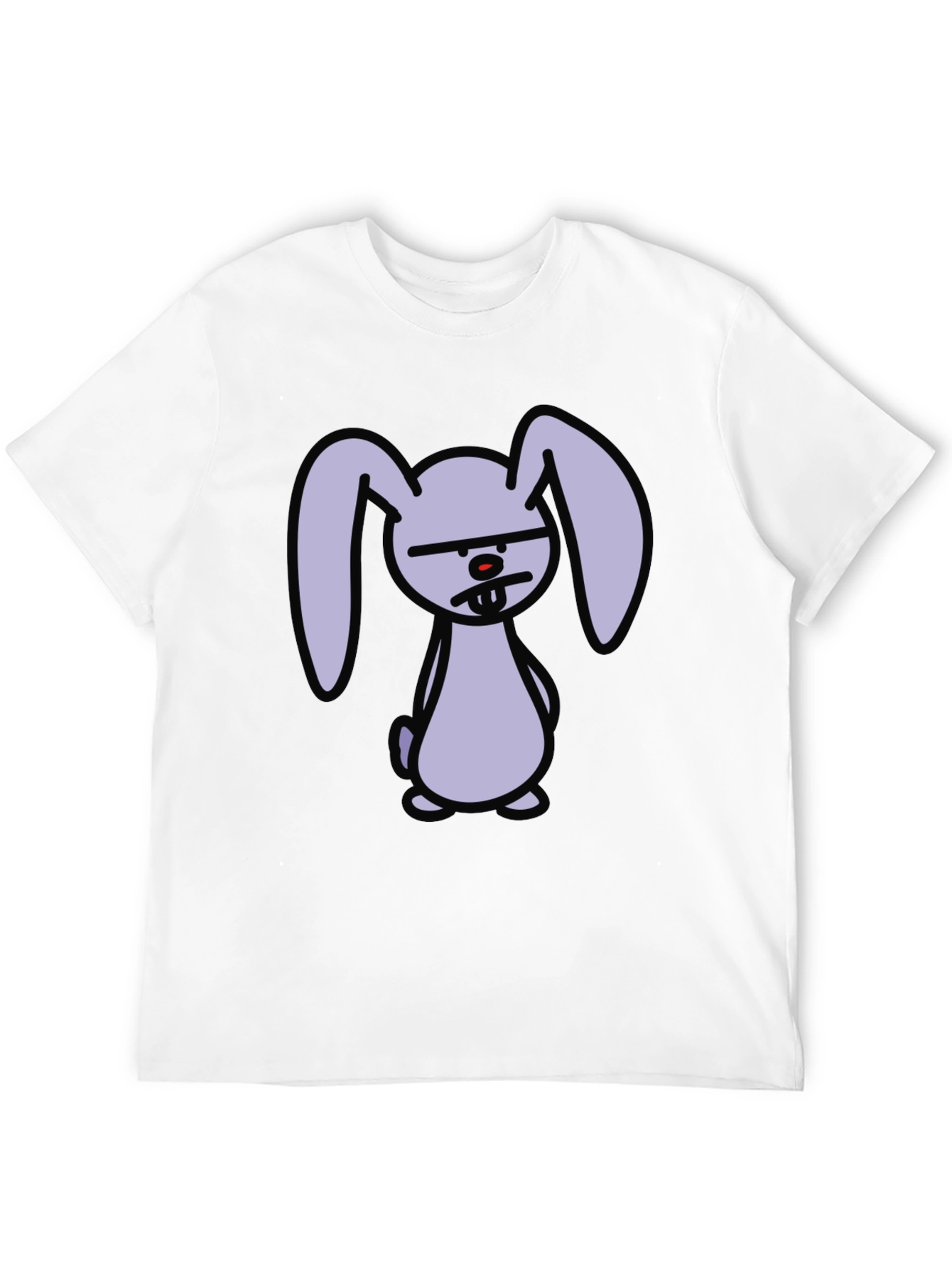 Grumpy Cartoon Bunny Graphic Black T-Shirt