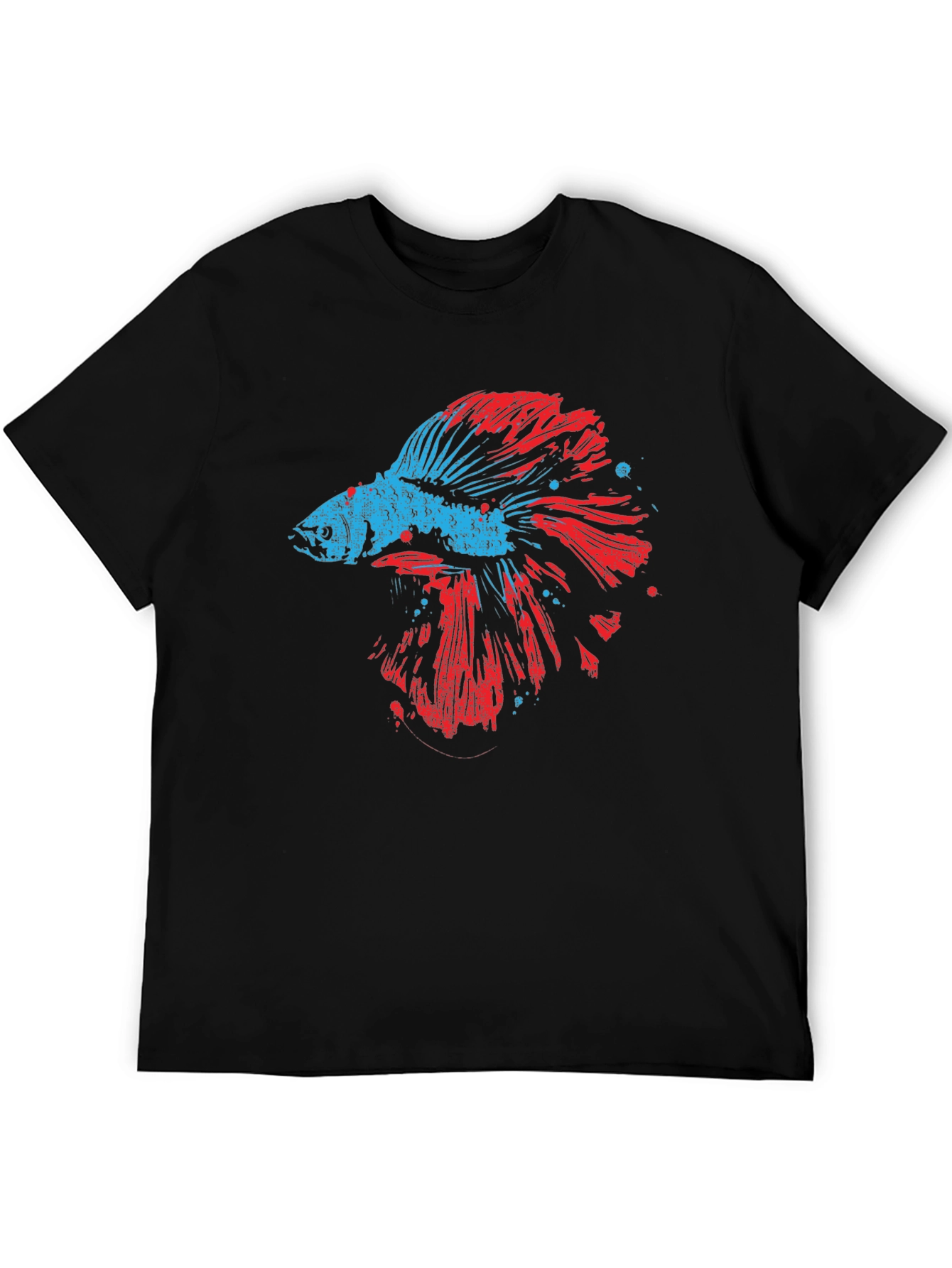 Betta Fish Graphic Print Black T-Shirt