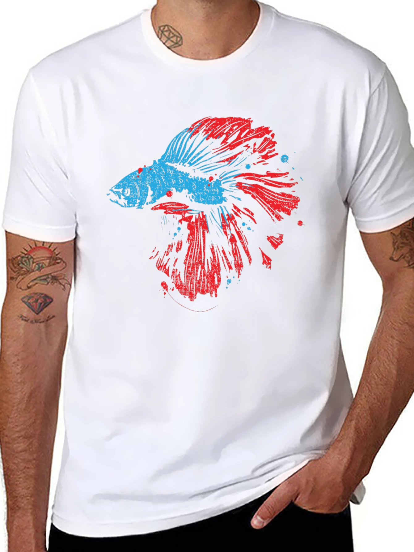 Betta Fish Graphic Print Black T-Shirt