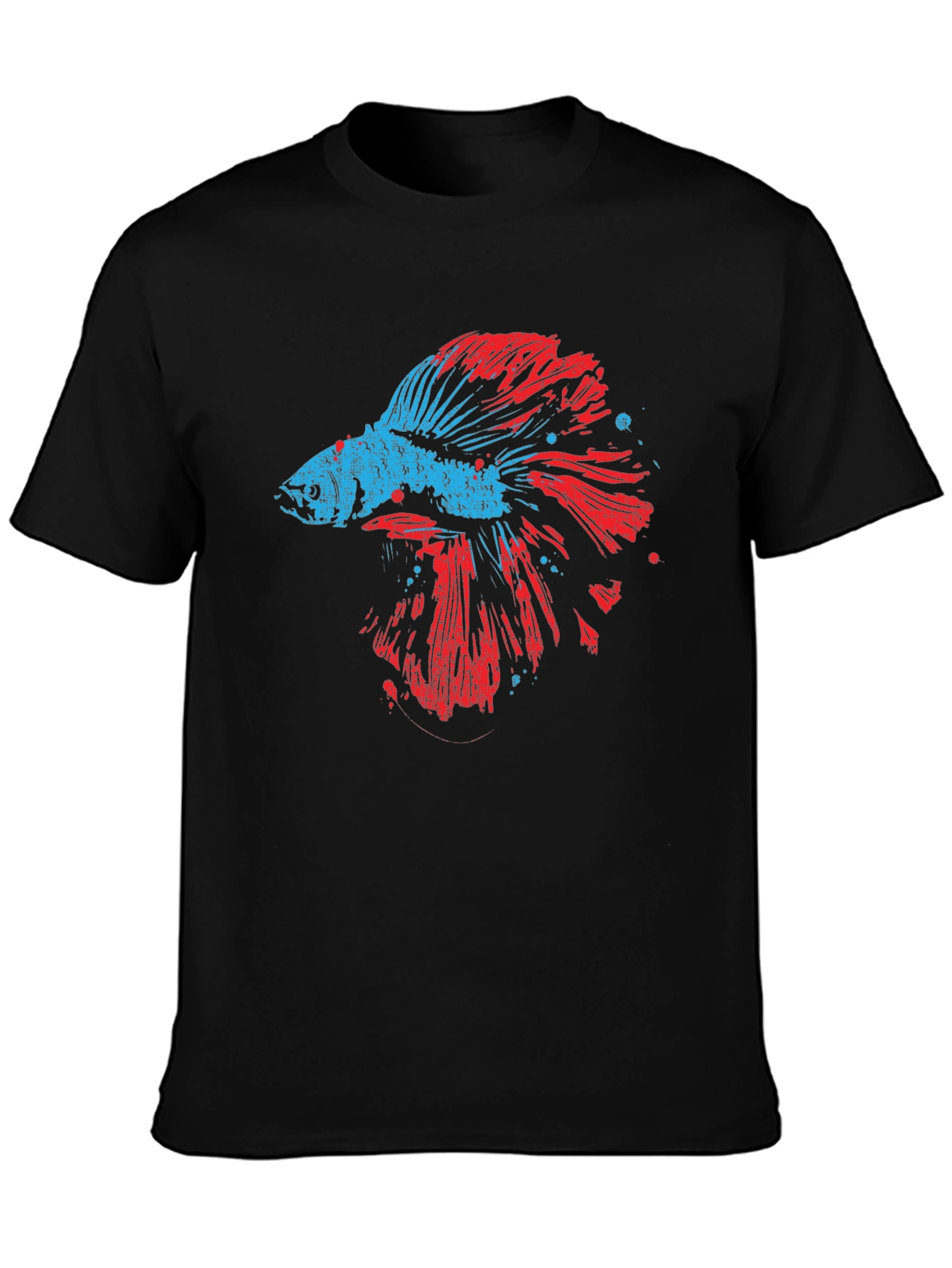 Betta Fish Graphic Print Black T-Shirt