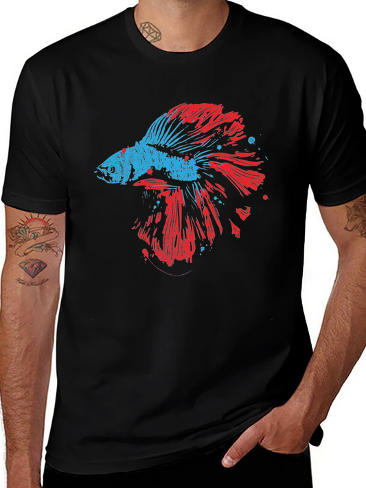 Betta Fish Graphic Print Black T-Shirt