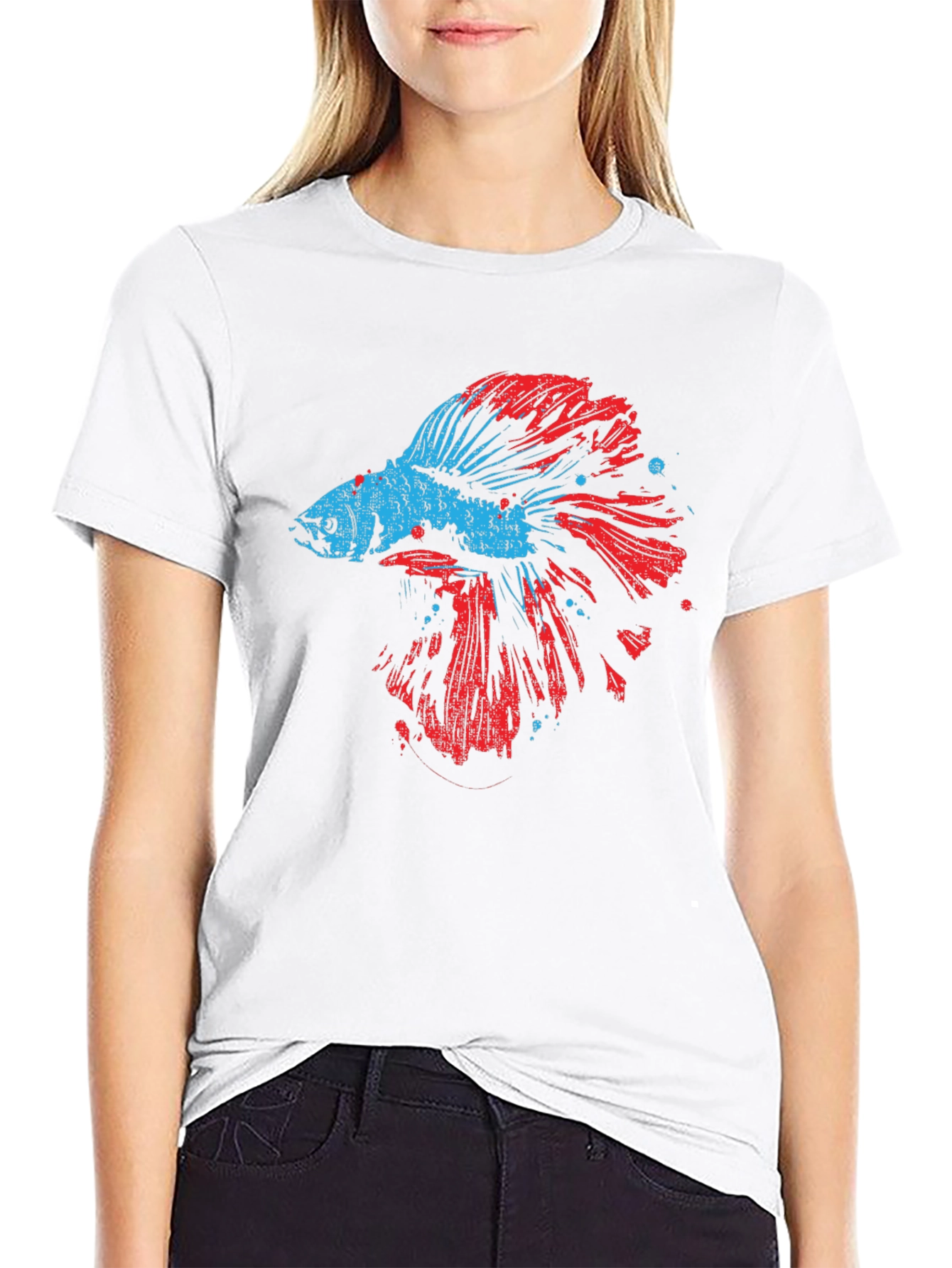 Betta Fish Graphic Print Black T-Shirt