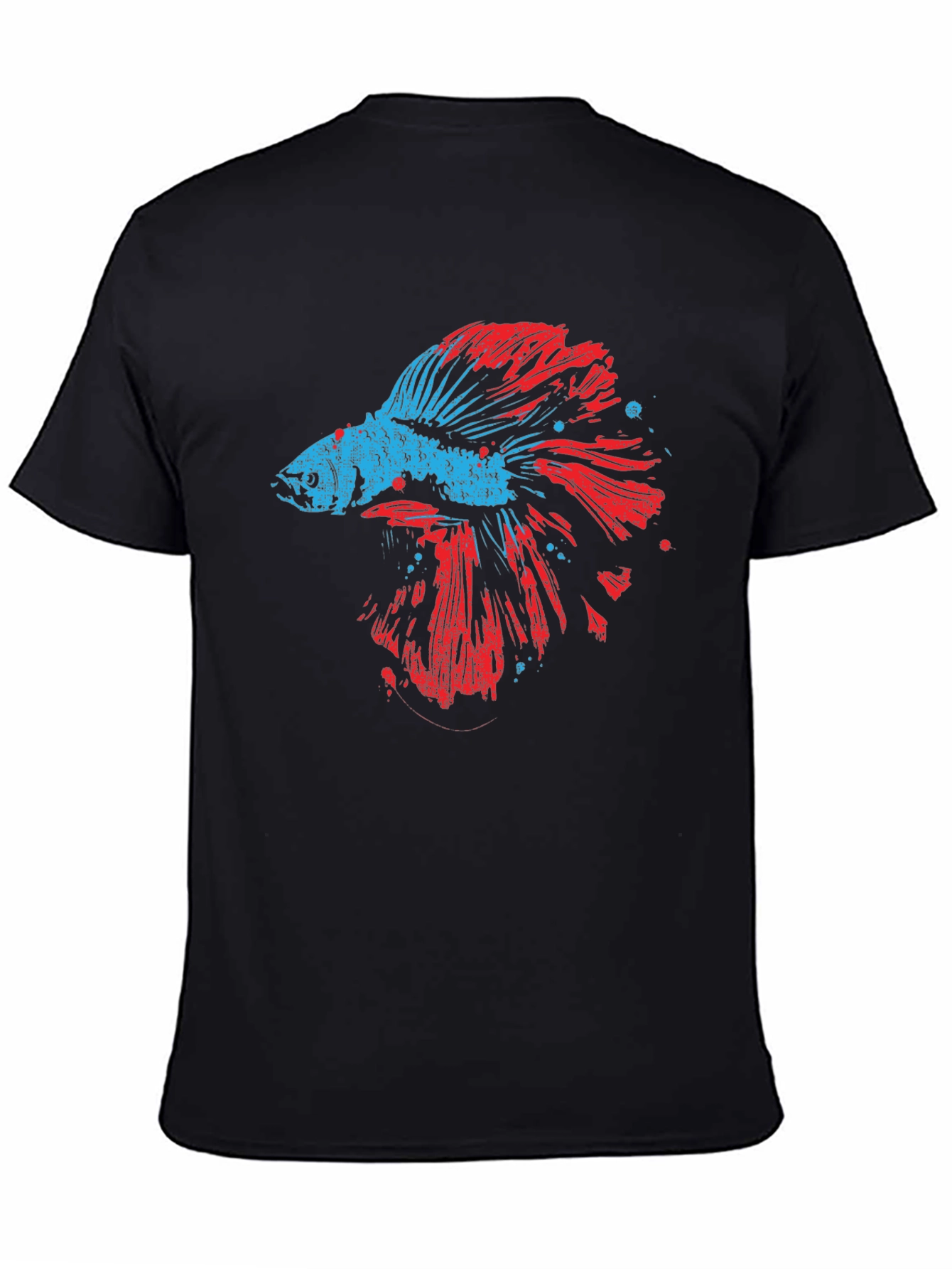 Betta Fish Graphic Print Black T-Shirt