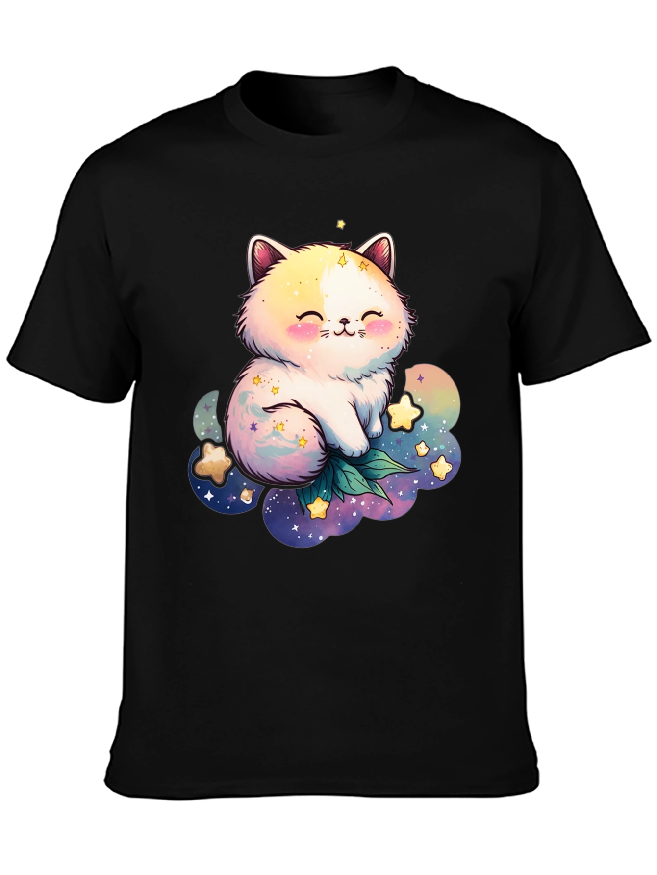Cute Cat and Starry Cloud Graphic Tee