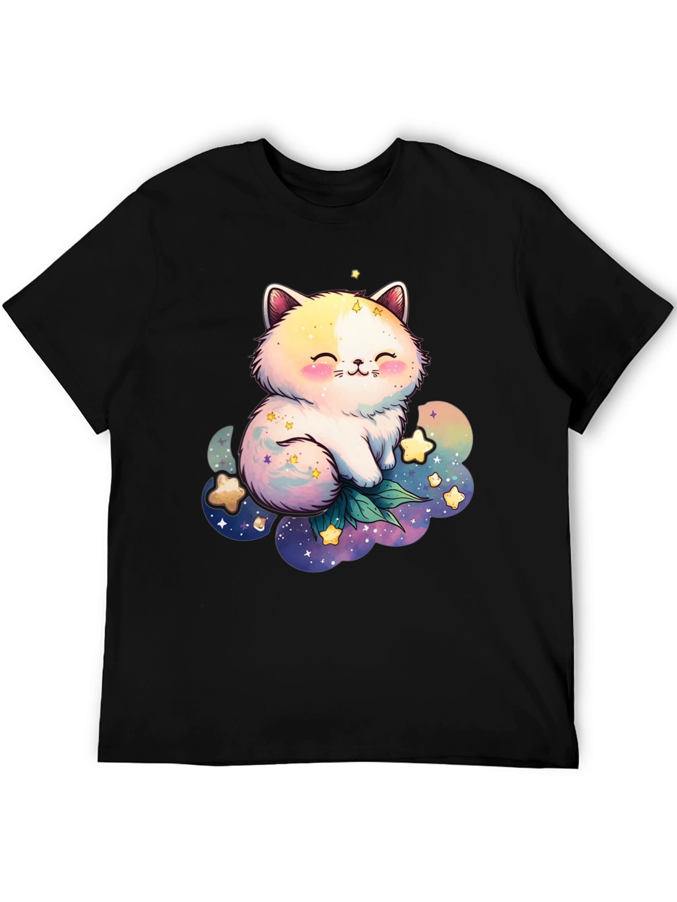 Cute Cat and Starry Cloud Graphic Tee