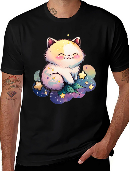 Cute Cat and Starry Cloud Graphic Tee