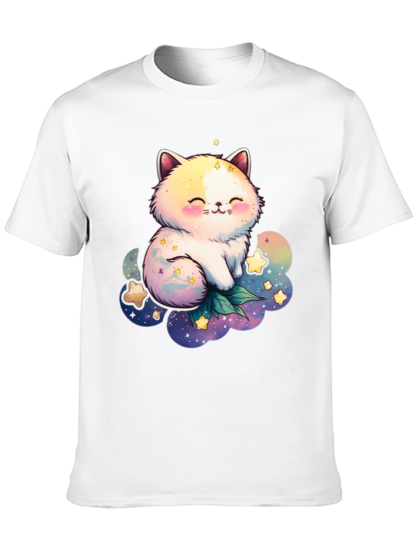 Cute Cat and Starry Cloud Graphic Tee
