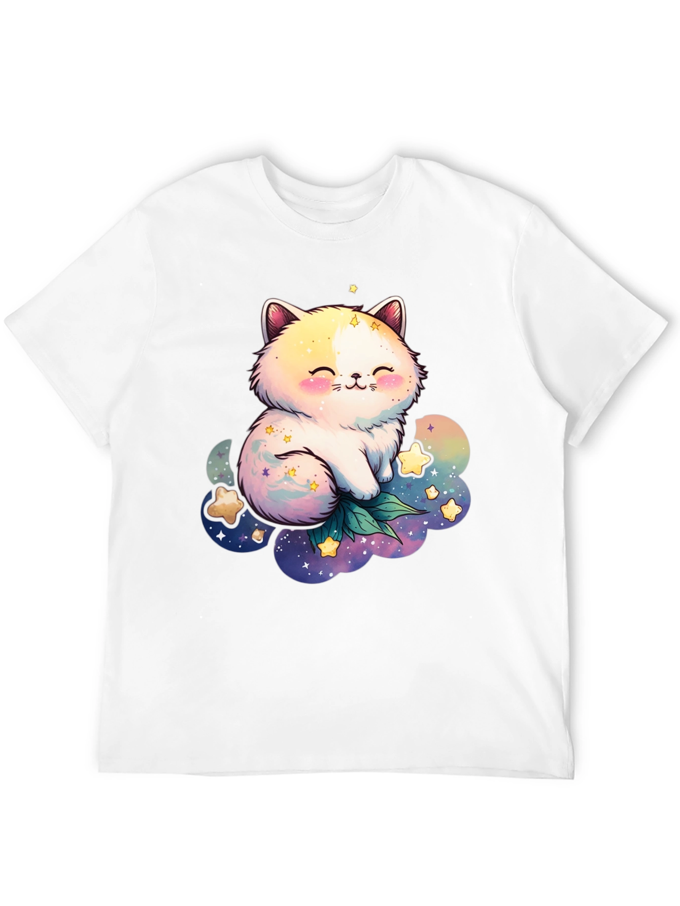 Cute Cat and Starry Cloud Graphic Tee