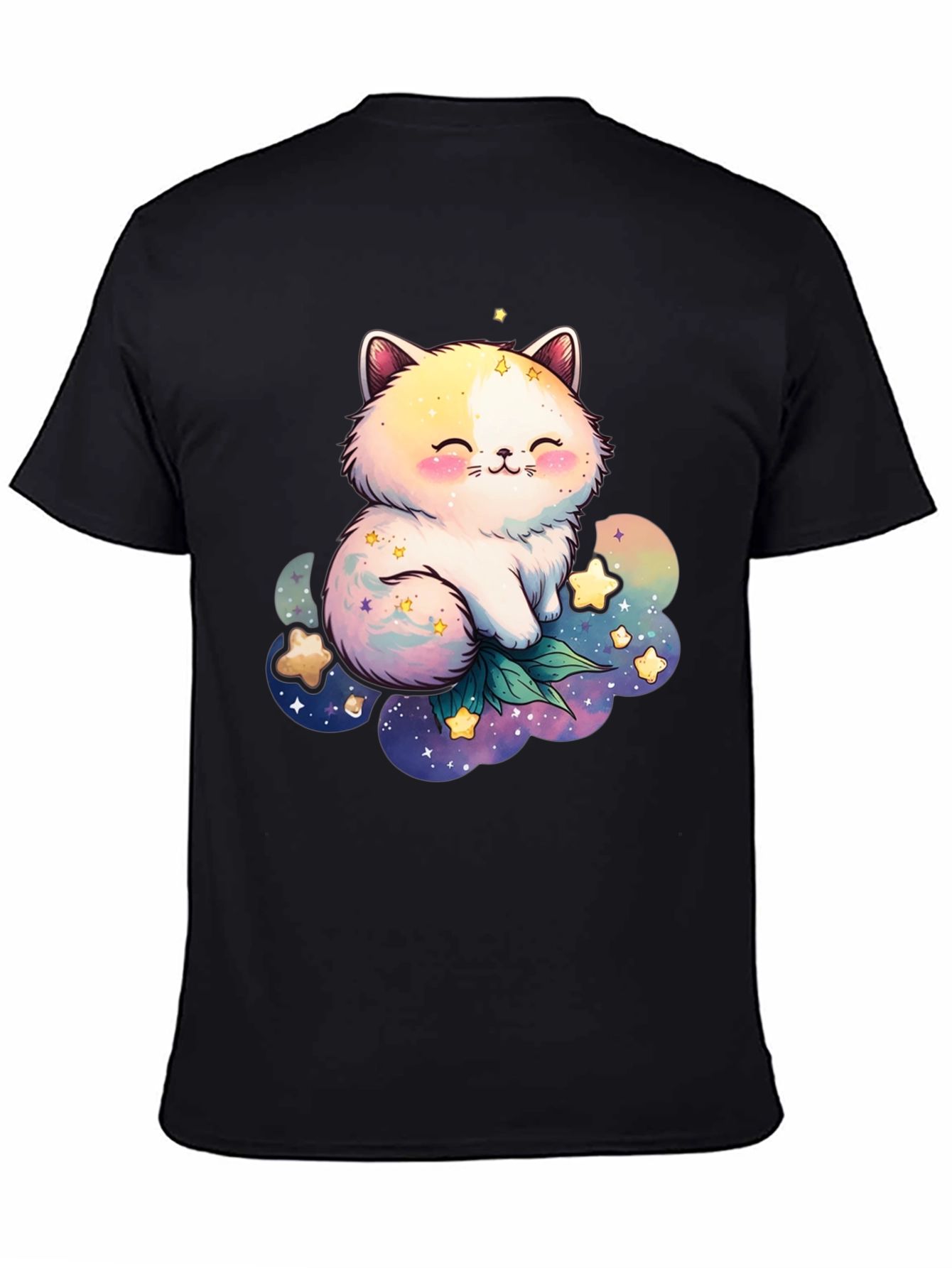 Cute Cat and Starry Cloud Graphic Tee