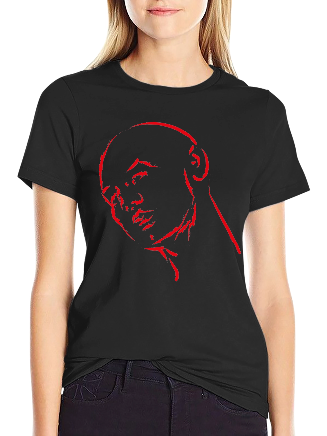 Red Ink Silhouette Graphic Black Tee