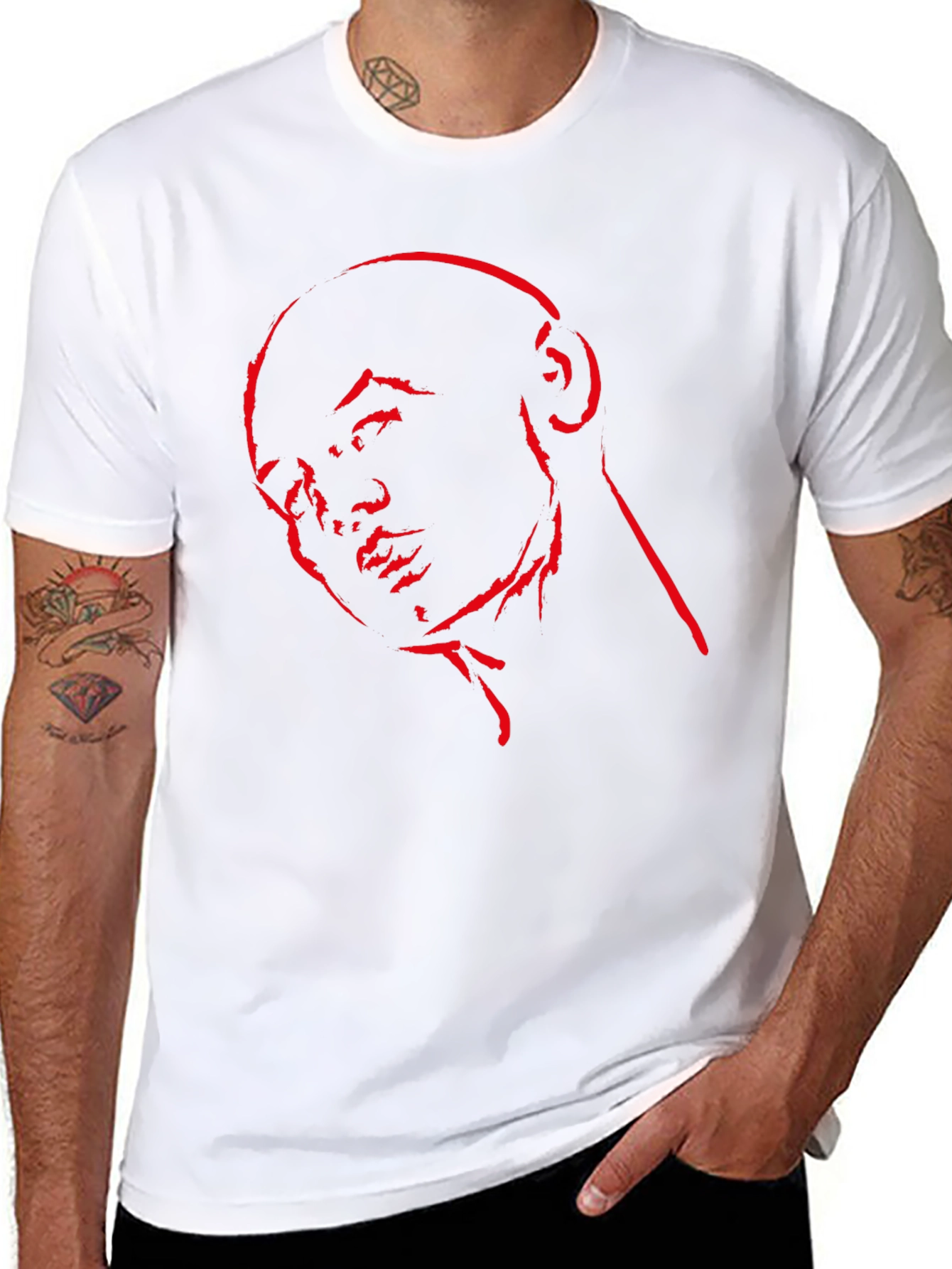 Red Ink Silhouette Graphic Black Tee