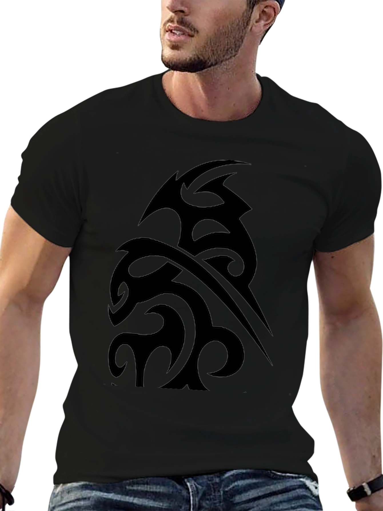 Tribal Tattoo Graphic Black T-Shirt