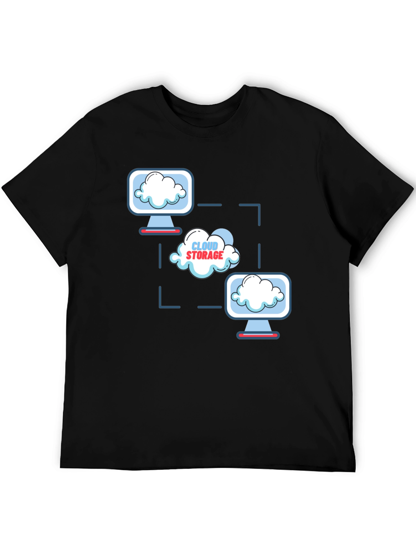 Cloud Storage Graphic Print Black T-Shirt