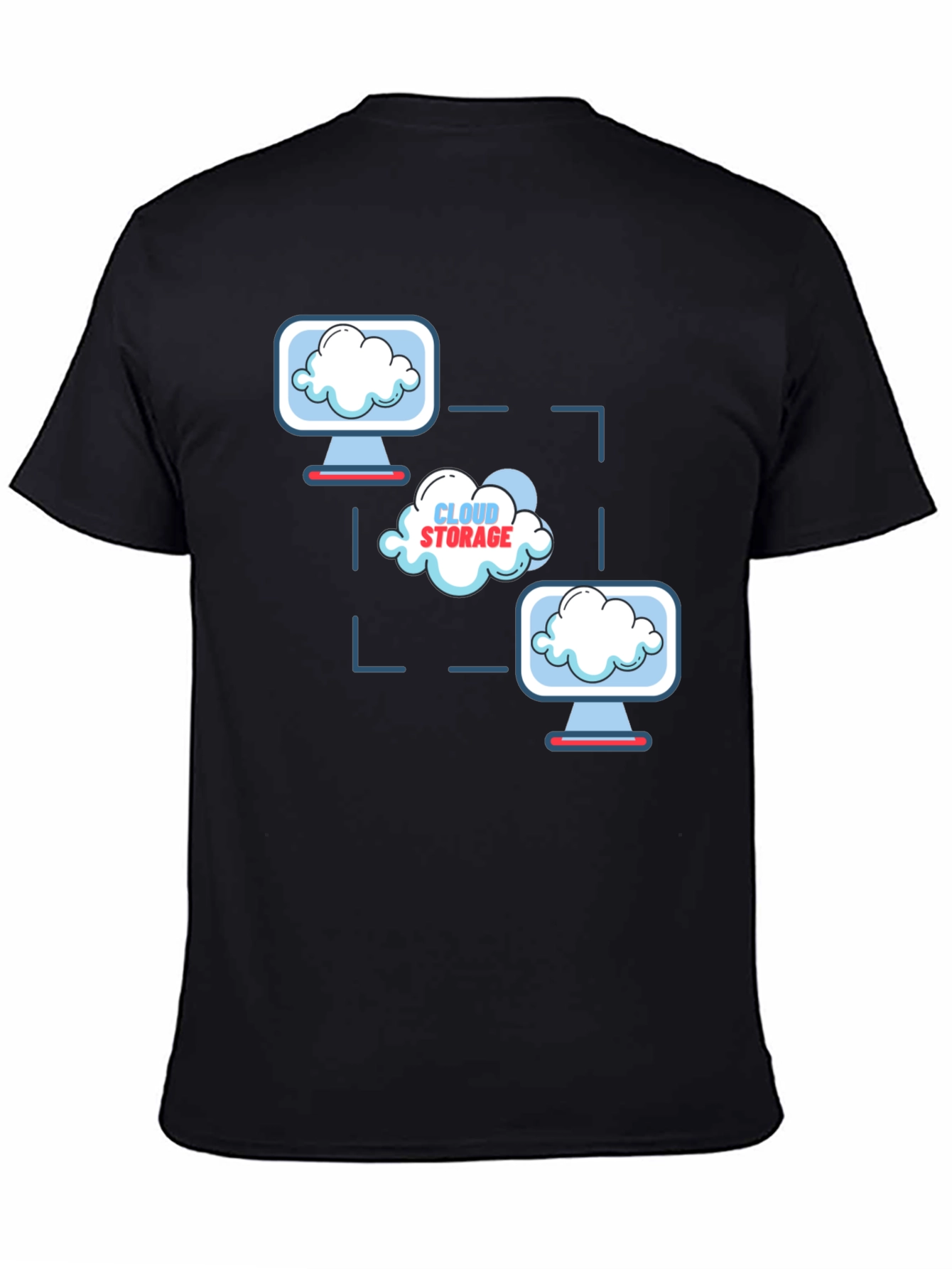 Cloud Storage Graphic Print Black T-Shirt