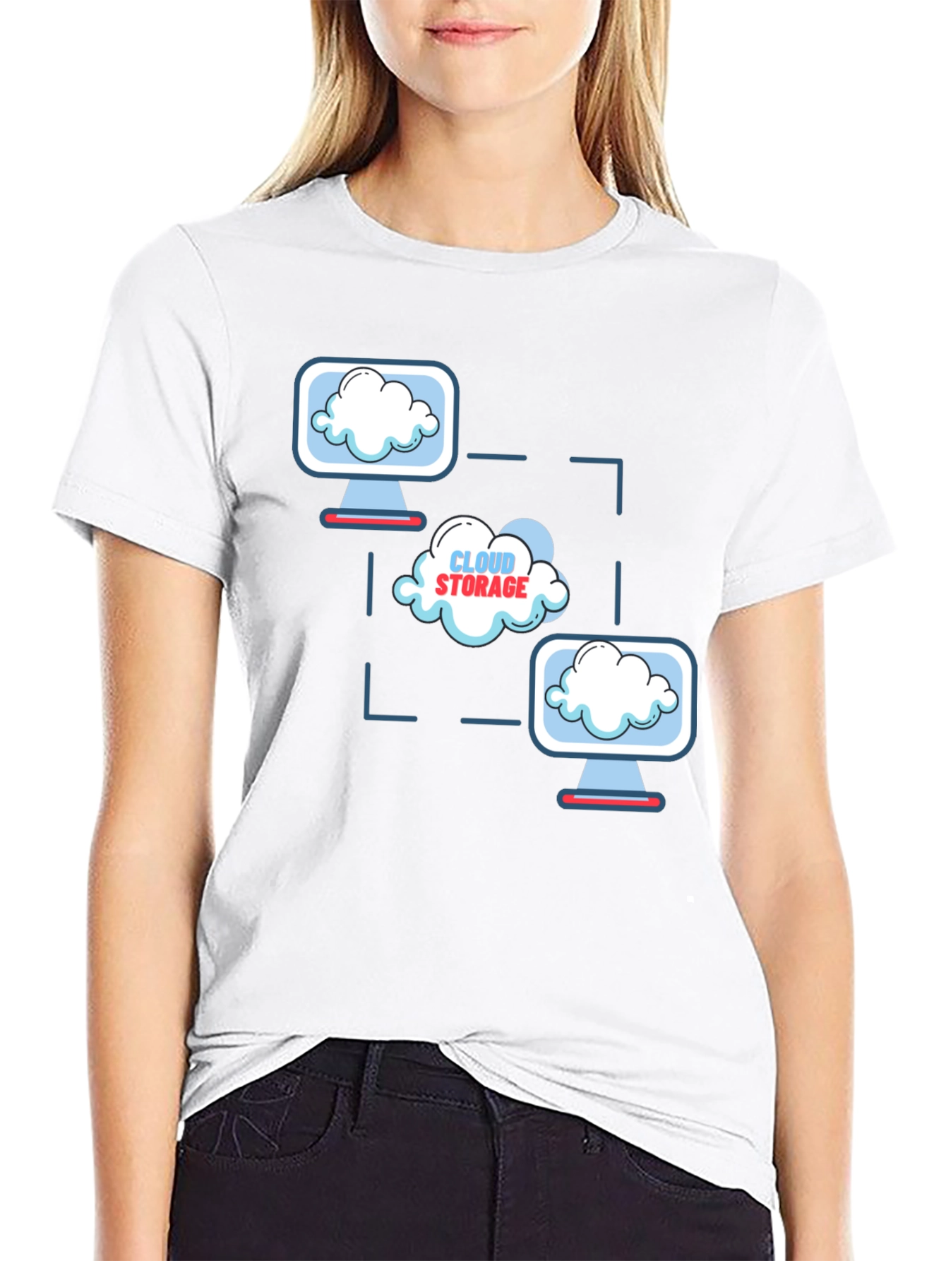 Cloud Storage Graphic Print Black T-Shirt