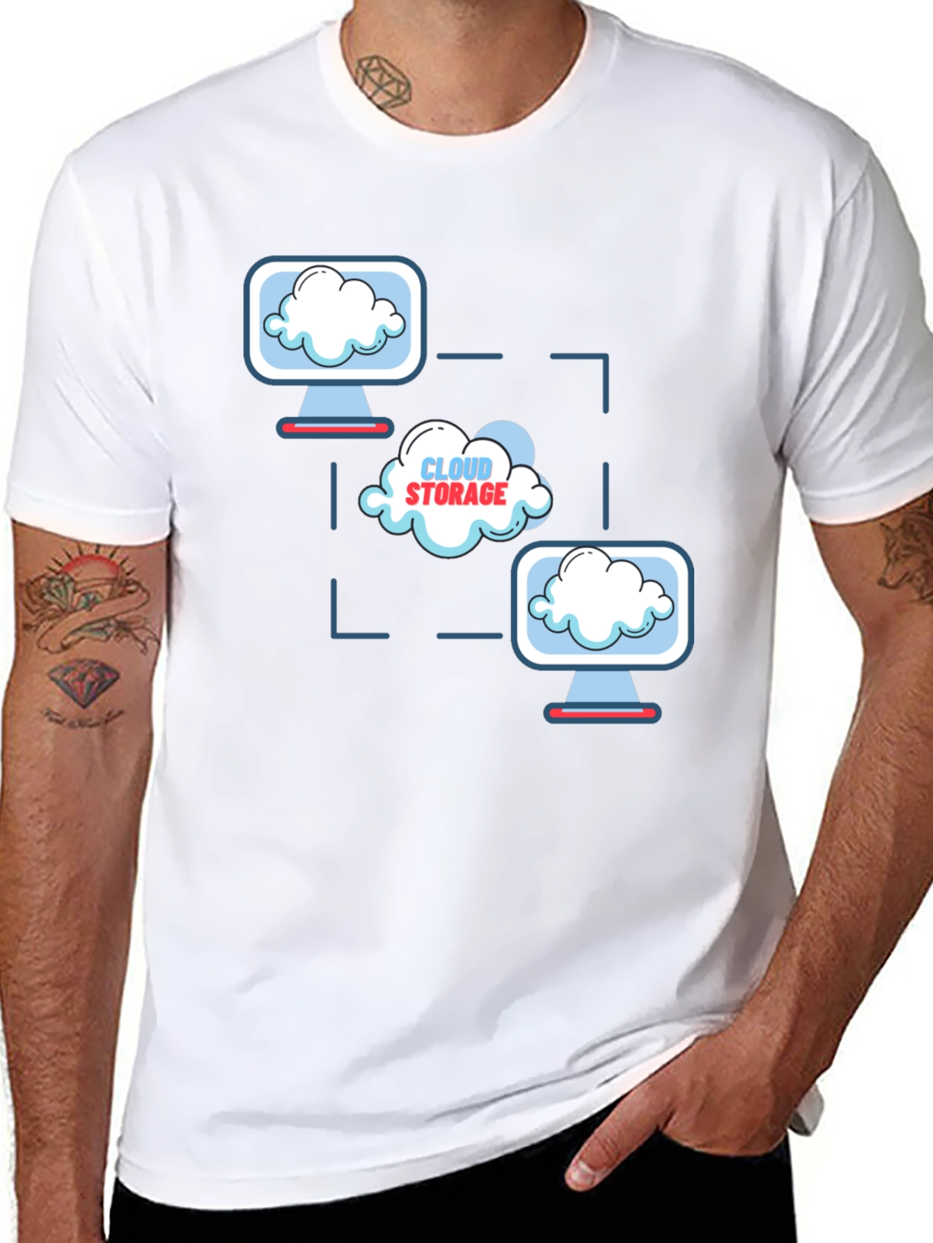 Cloud Storage Graphic Print Black T-Shirt
