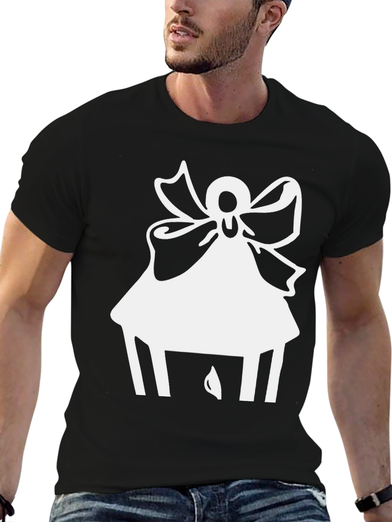 Angel Graphic Tee - Classic Black Cotton Blend