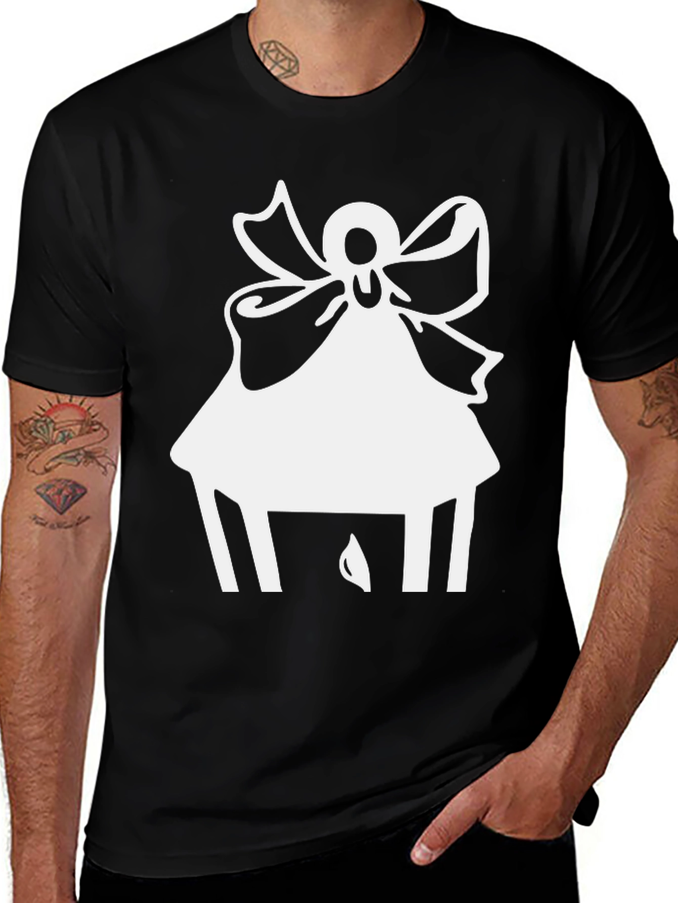 Angel Graphic Tee - Classic Black Cotton Blend