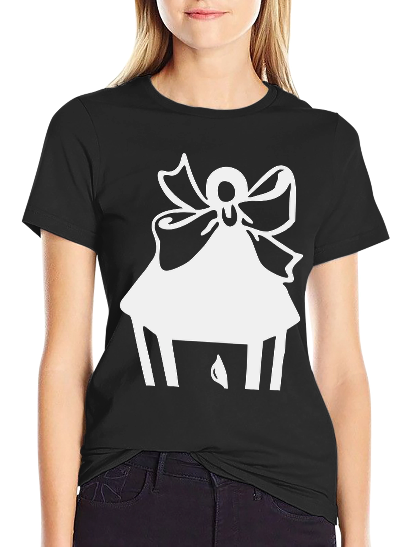 Angel Graphic Tee - Classic Black Cotton Blend