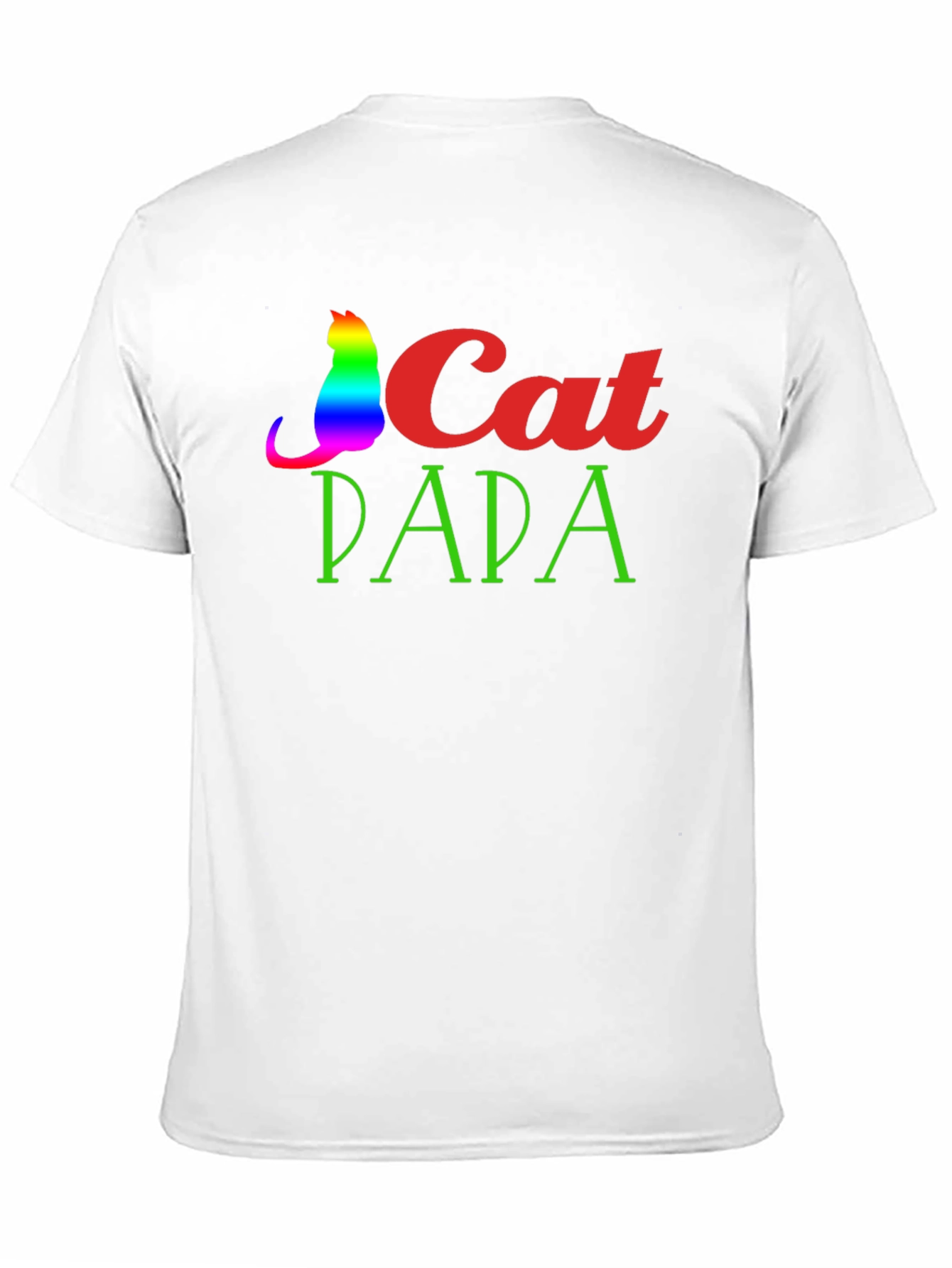 Cat Dad T-Shirt - Rainbow Cat Design