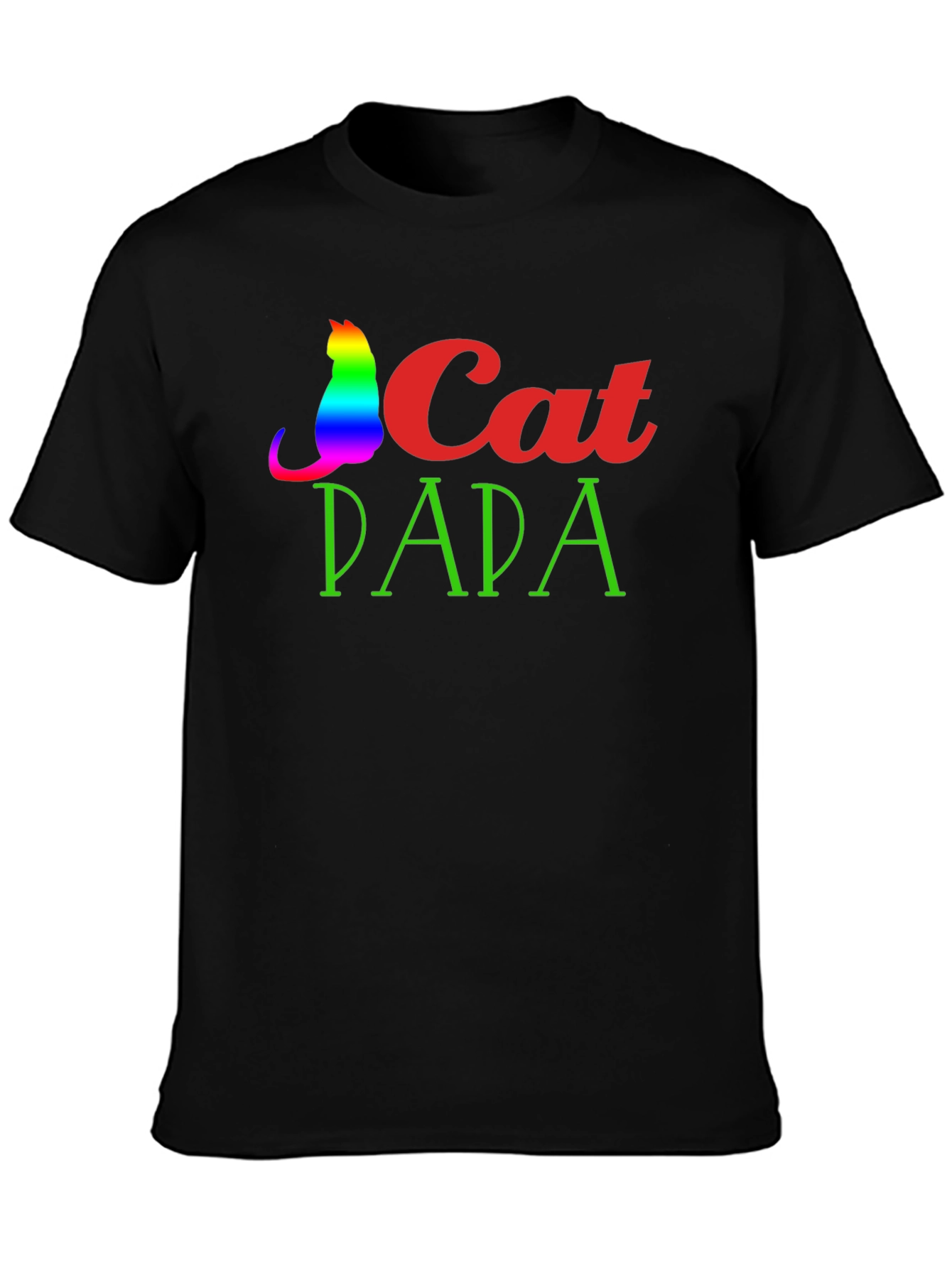 Cat Dad T-Shirt - Rainbow Cat Design