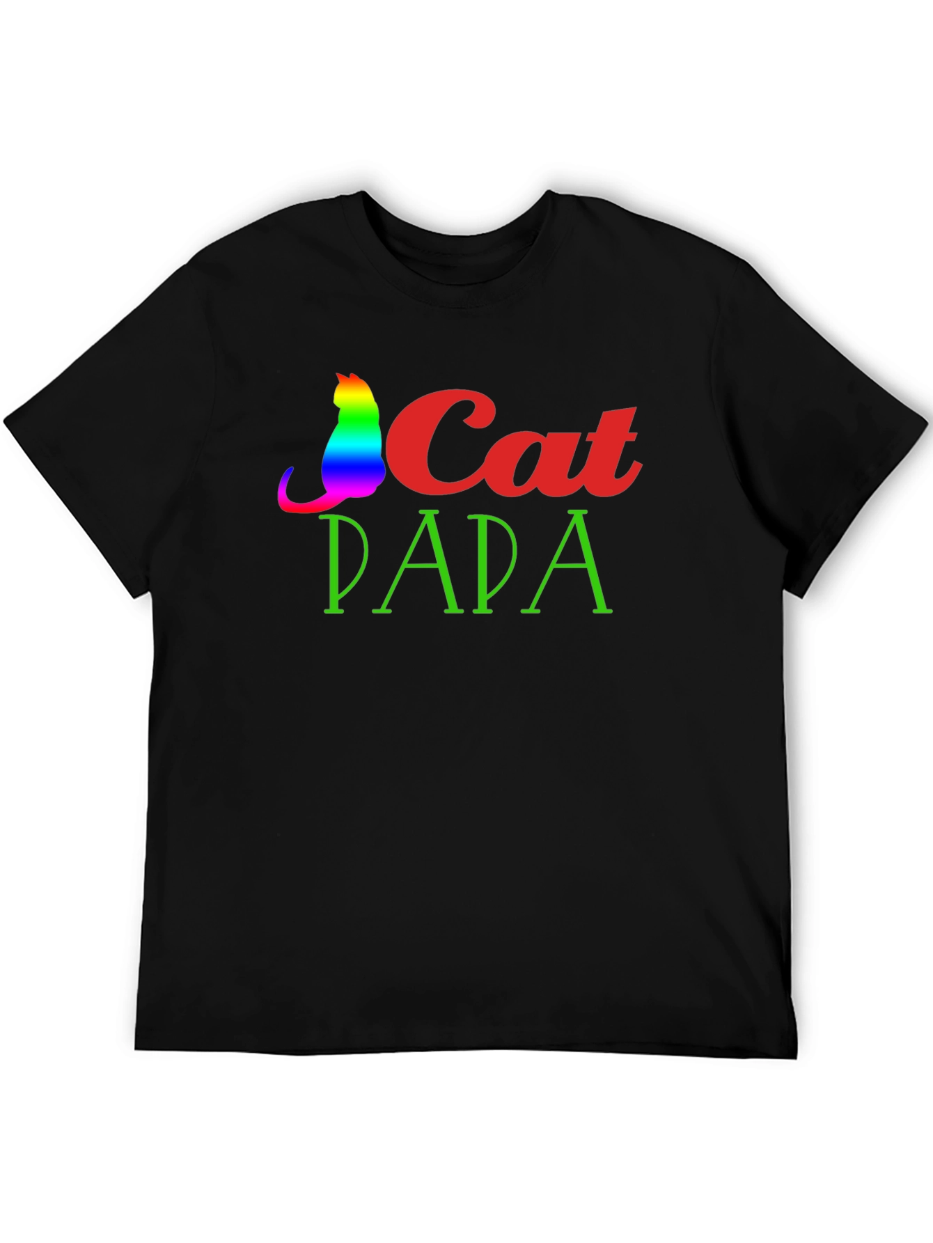 Cat Dad T-Shirt - Rainbow Cat Design