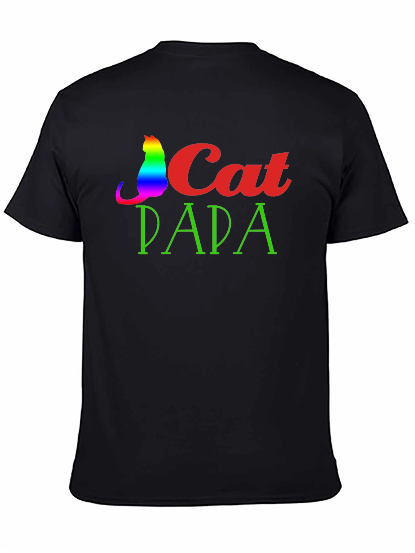 Cat Dad T-Shirt - Rainbow Cat Design