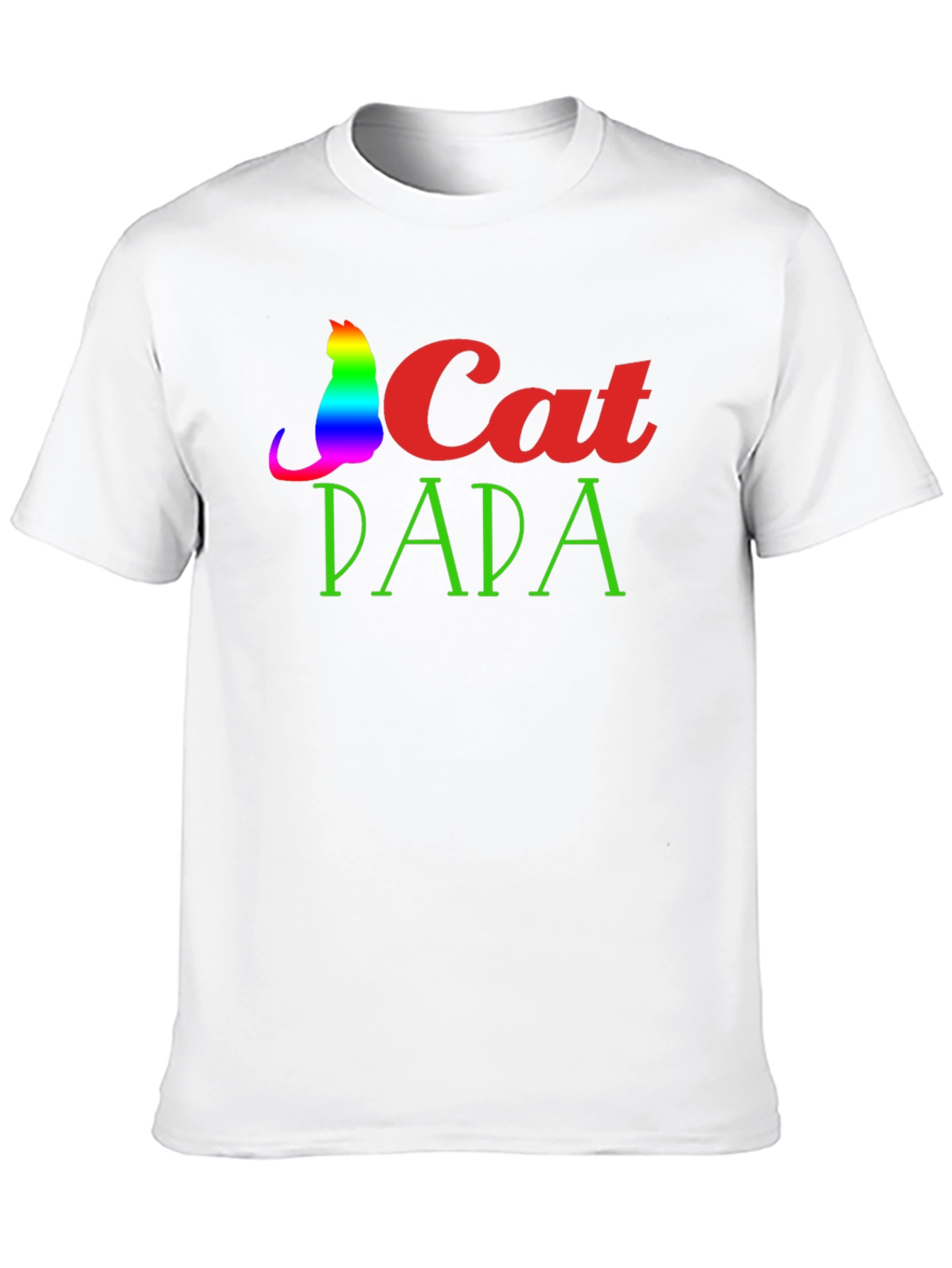 Cat Dad T-Shirt - Rainbow Cat Design
