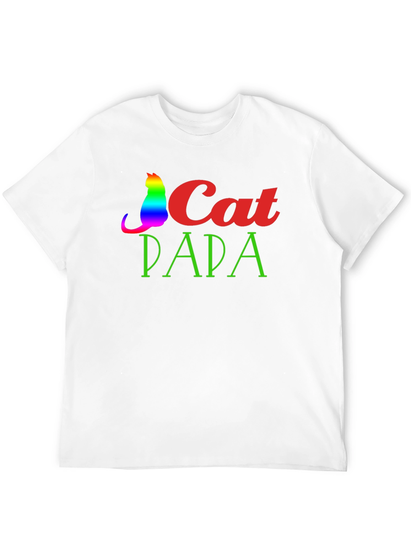 Cat Dad T-Shirt - Rainbow Cat Design