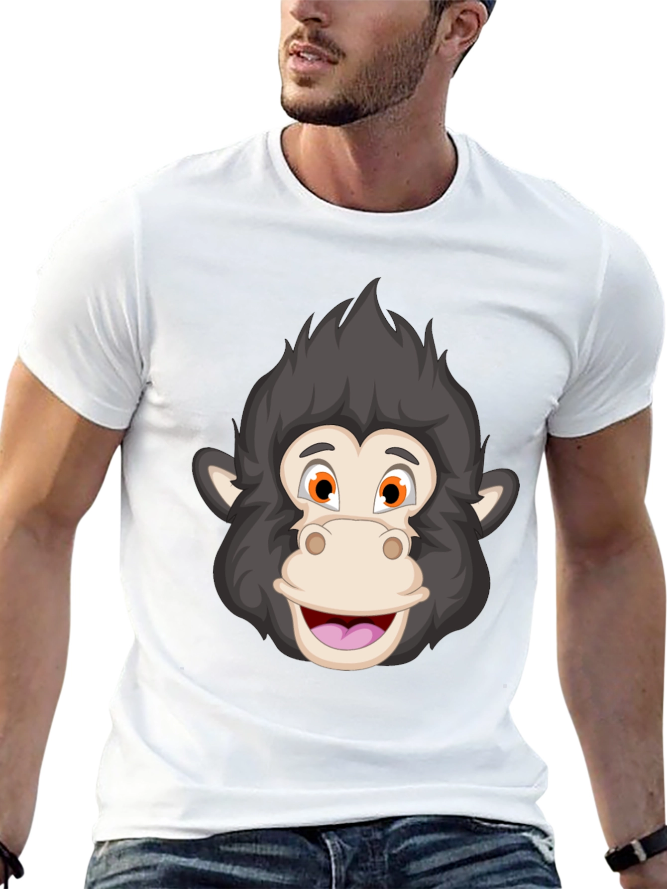 Cartoon Monkey Face T-Shirt - Fun Graphic Tee