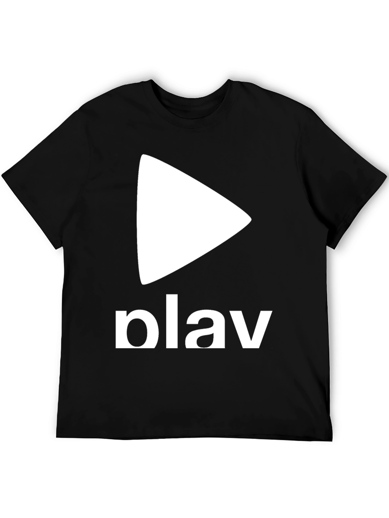Play Button Graphic Tee - Casual Black T-Shirt