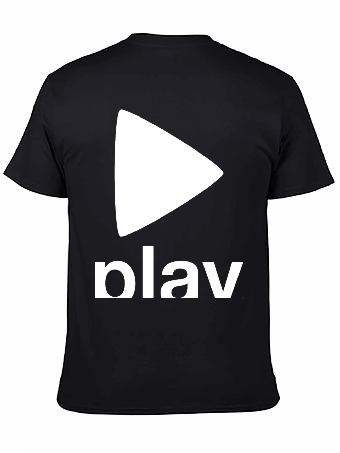 Play Button Graphic Tee - Casual Black T-Shirt