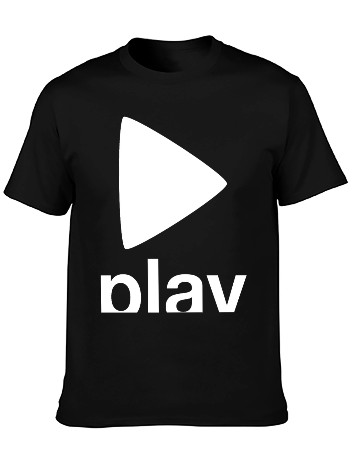 Play Button Graphic Tee - Casual Black T-Shirt