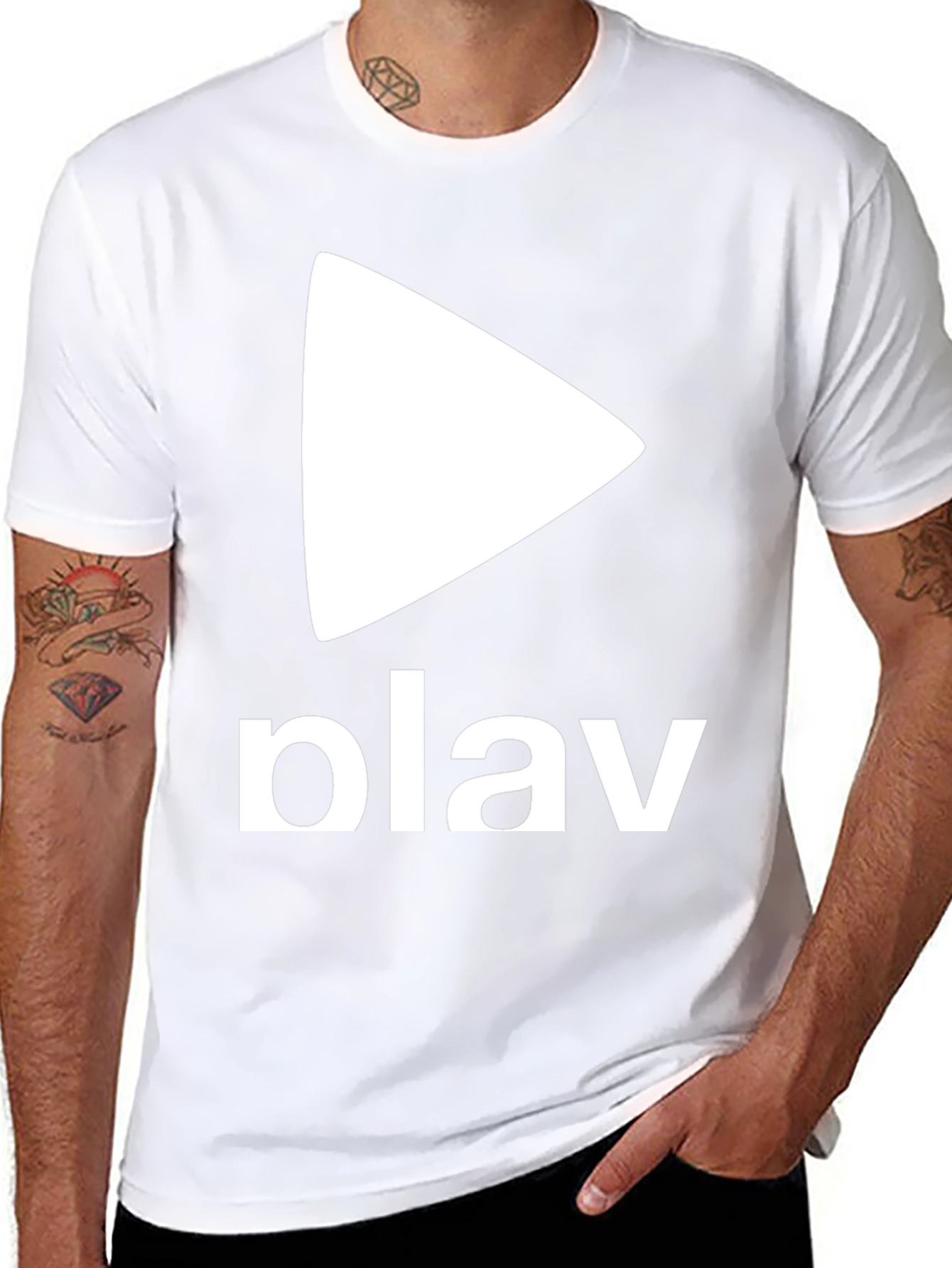 Play Button Graphic Tee - Casual Black T-Shirt