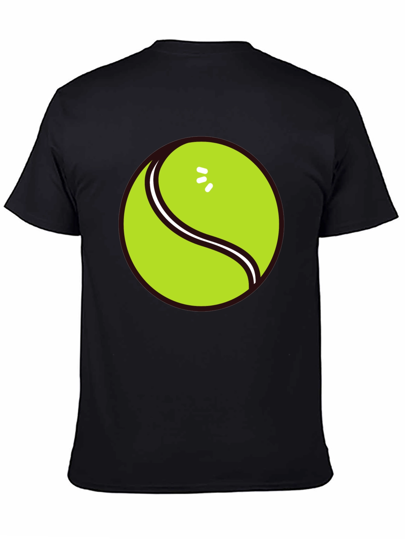 Tennis Ball Graphic Tee - Black Cotton T-Shirt