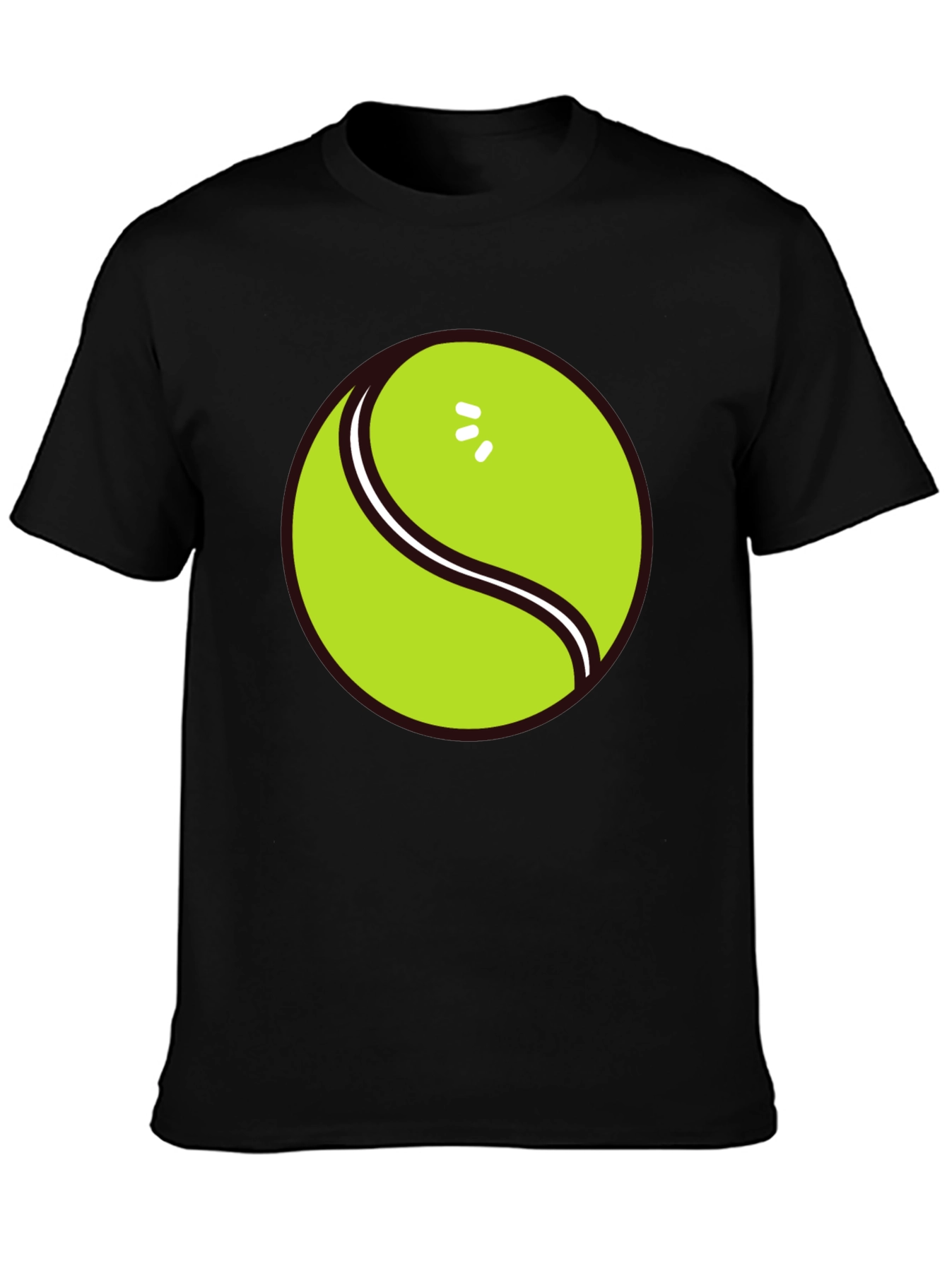 Tennis Ball Graphic Tee - Black Cotton T-Shirt