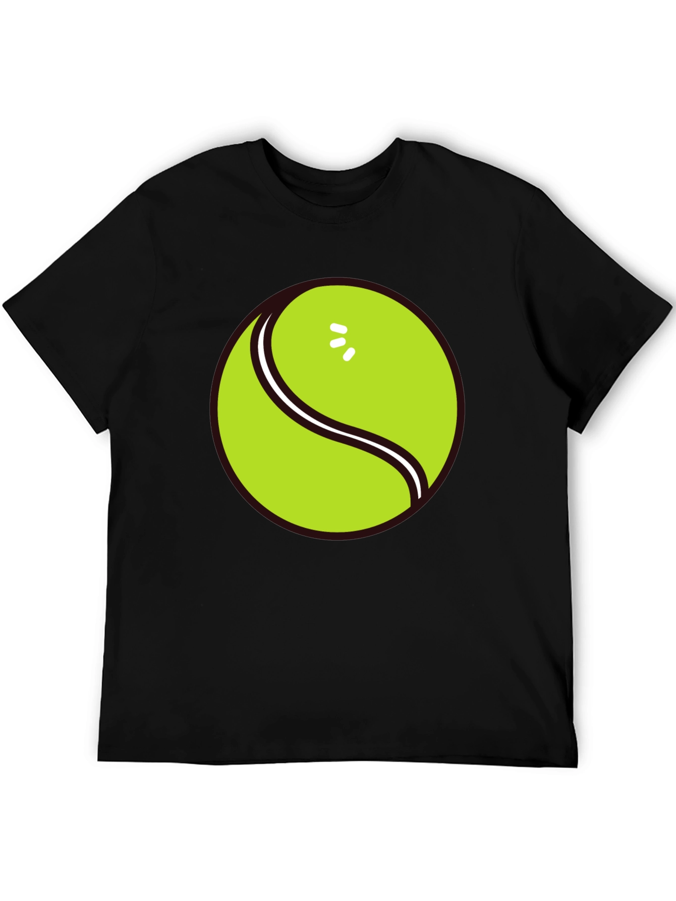 Tennis Ball Graphic Tee - Black Cotton T-Shirt