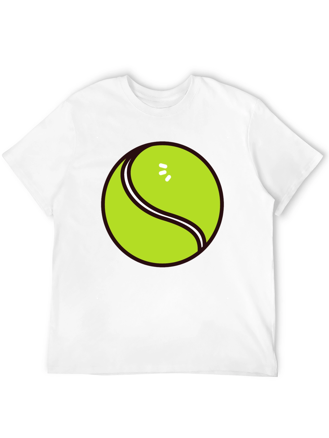Tennis Ball Graphic Tee - Black Cotton T-Shirt