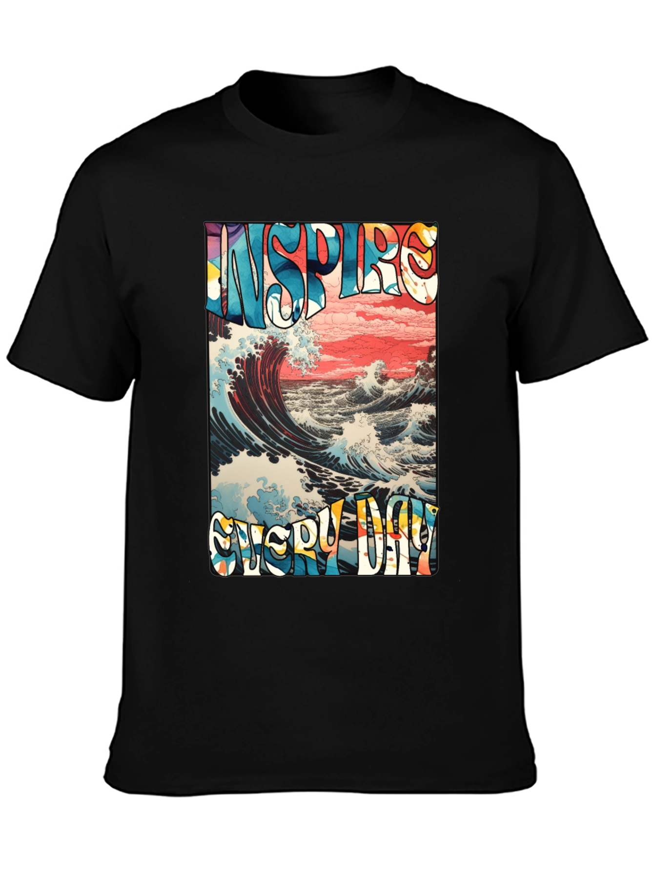 Inspire Every Day Graphic T-Shirt - Ocean Wave Design
