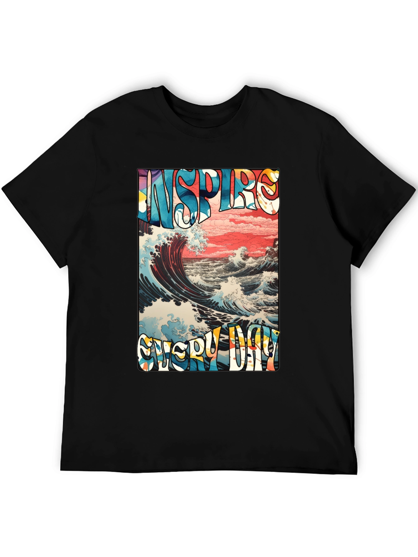 Inspire Every Day Graphic T-Shirt - Ocean Wave Design