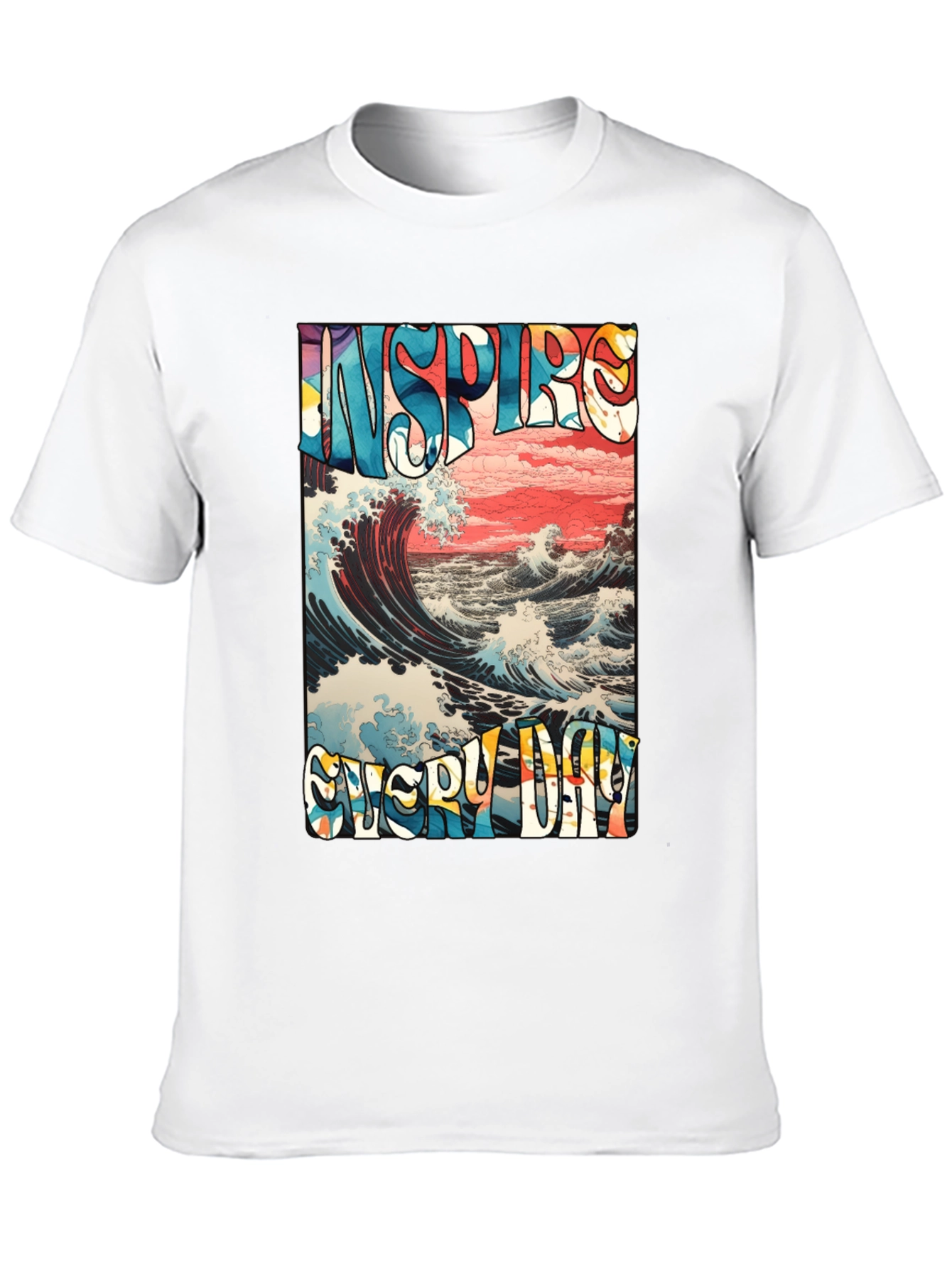 Inspire Every Day Graphic T-Shirt - Ocean Wave Design