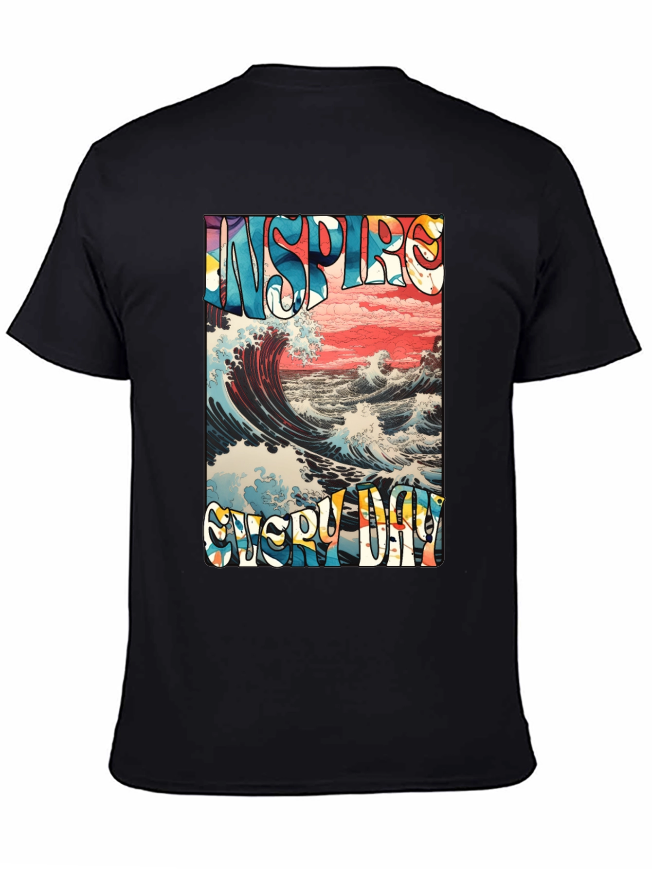 Inspire Every Day Graphic T-Shirt - Ocean Wave Design