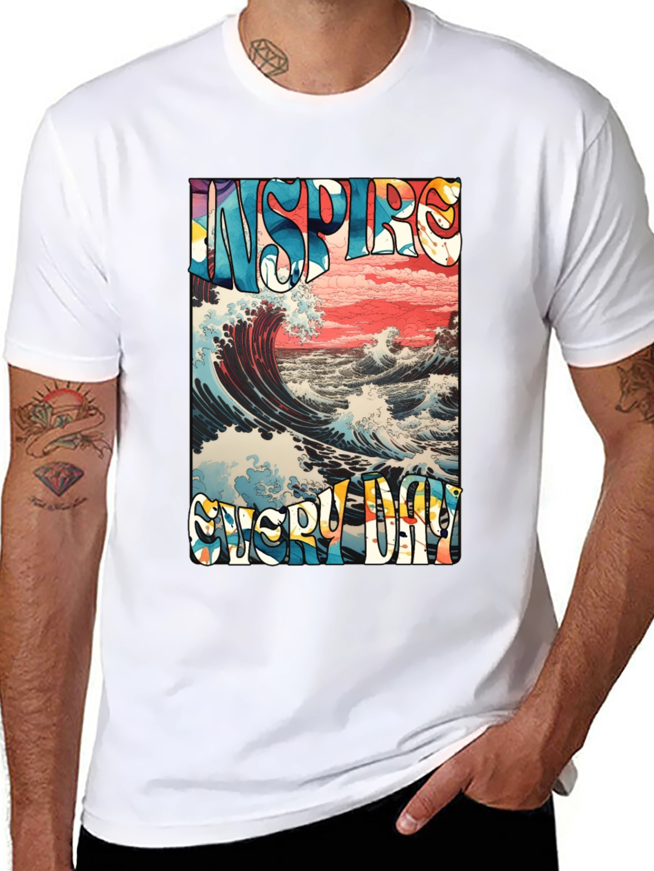 Inspire Every Day Graphic T-Shirt - Ocean Wave Design