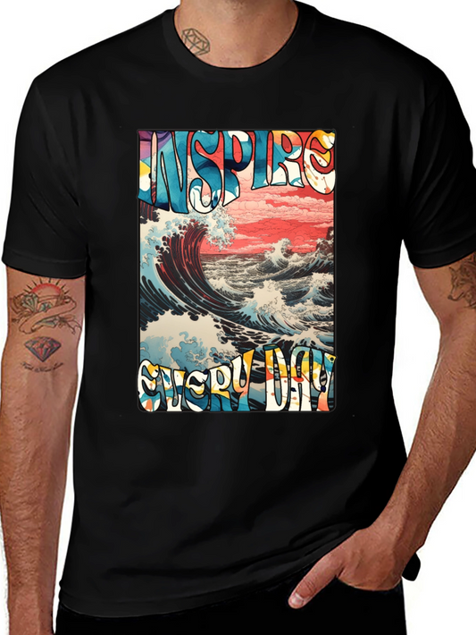Inspire Every Day Graphic T-Shirt - Ocean Wave Design