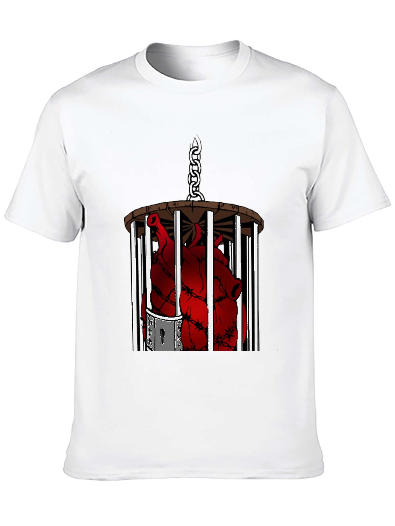 Caged Heart Graphic Tee - Artistic Black T-Shirt