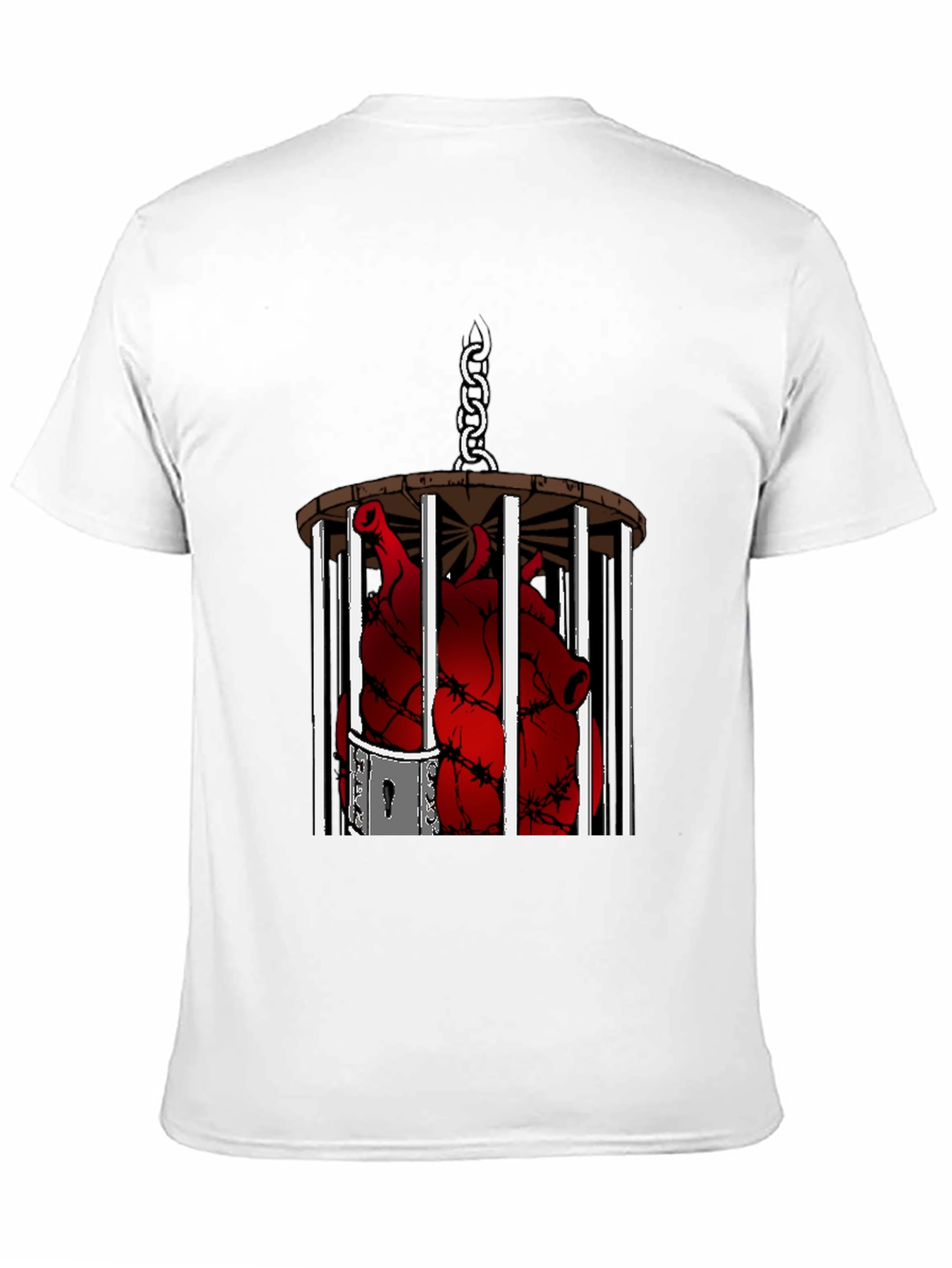 Caged Heart Graphic Tee - Artistic Black T-Shirt